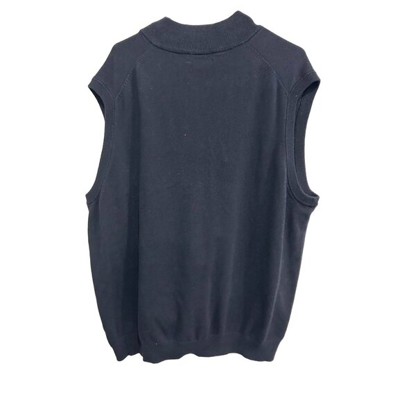 Roundtree & Yorke 2XB Navy Sleeveless Sweater Vest With Half-Zip Collar - Picture 2 of 7
